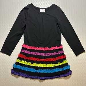 Hanna Andersson long sleeve black Rainbow dress child‎ size 120 fits 6/7 NWOT